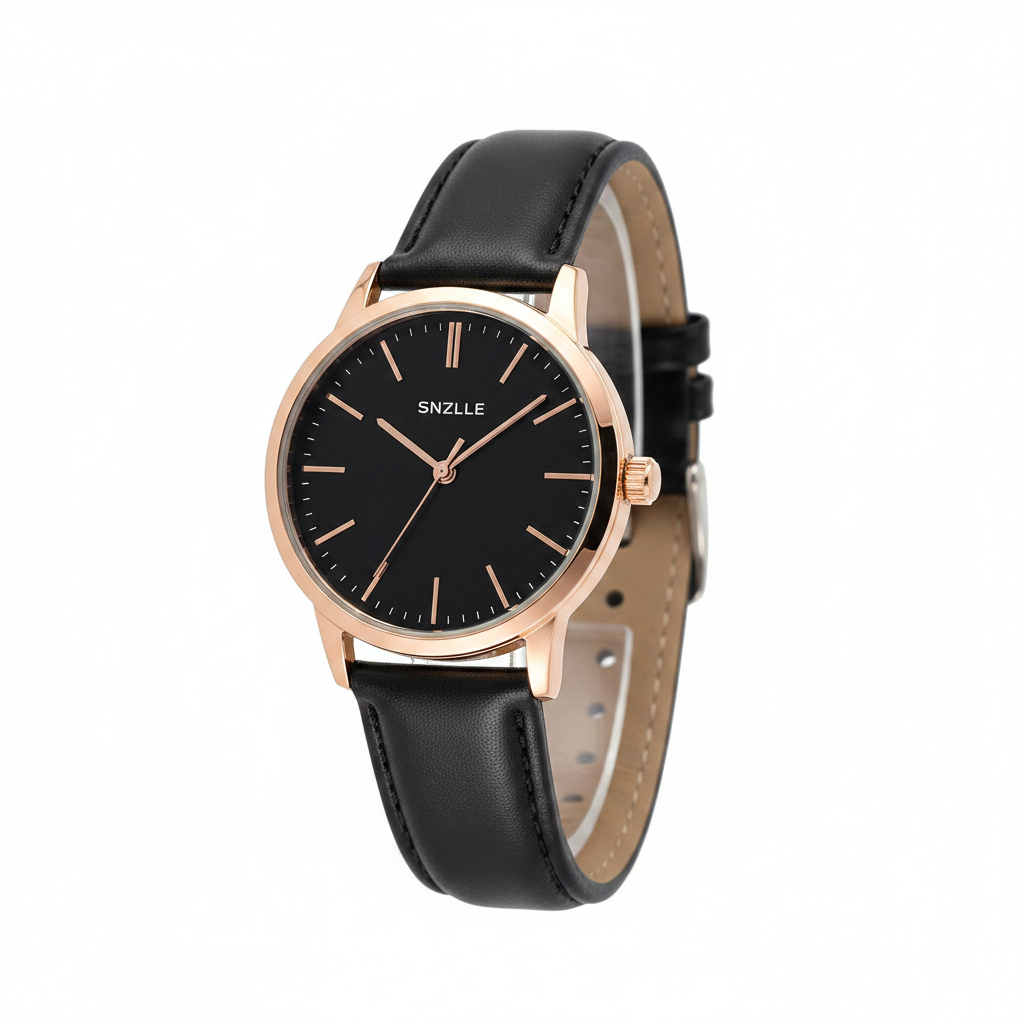 Black strap black dial watch