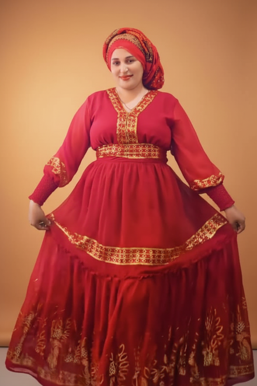 Red Traditional Dress - Elegant Background