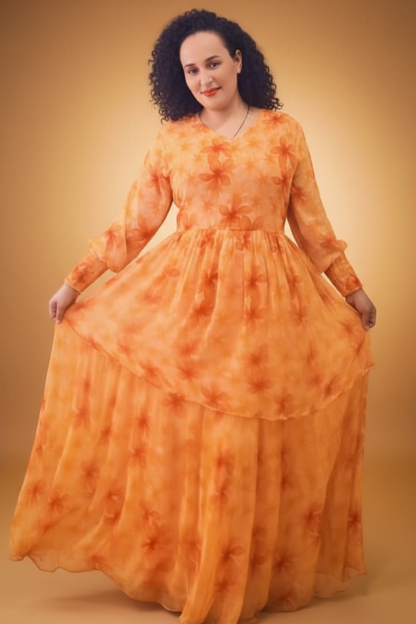 ብርቱካናማ ባህላዊ ቀሚስ - ሚያምር ባክግራውንድ