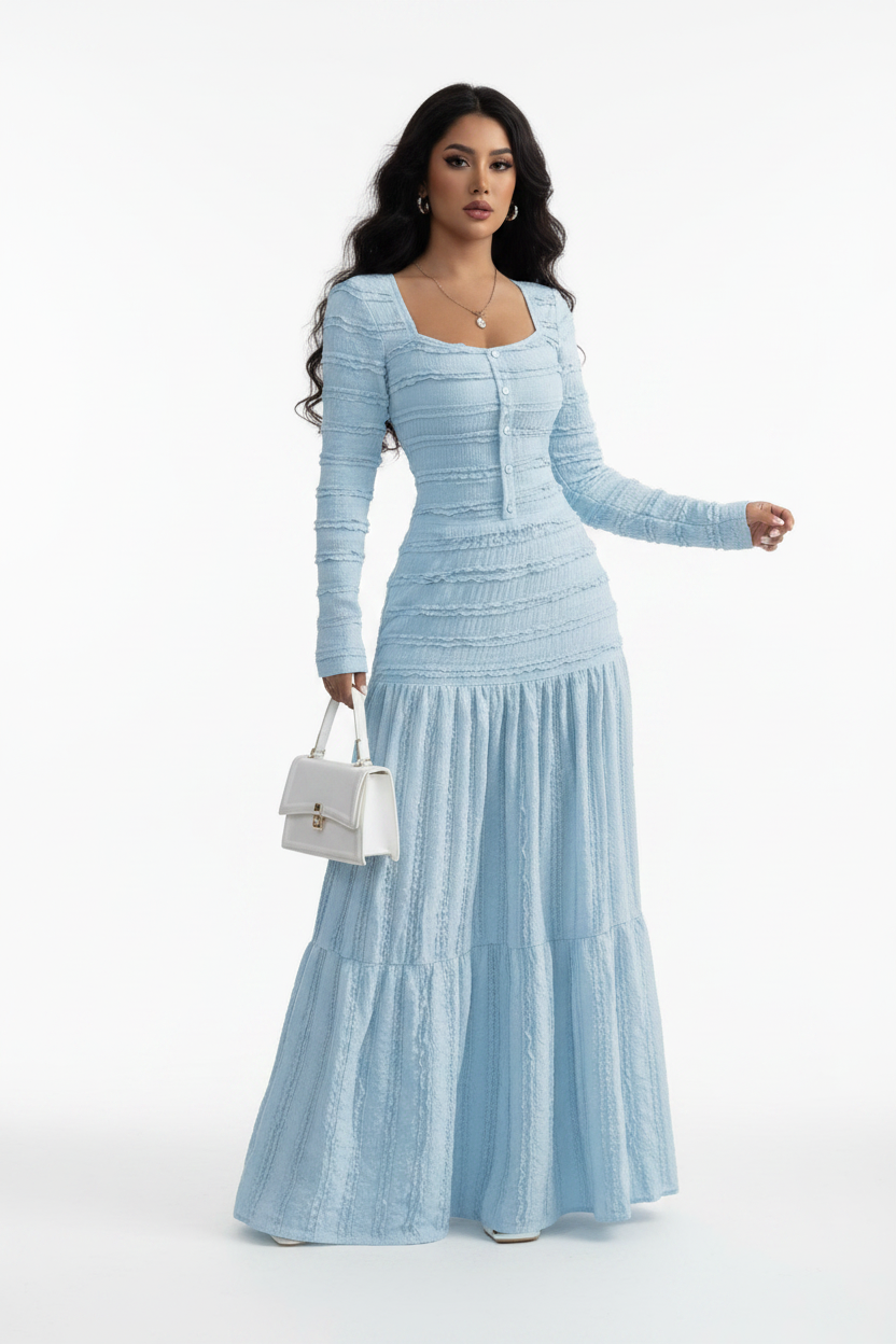 Baby Blue Tiered Maxi Dress