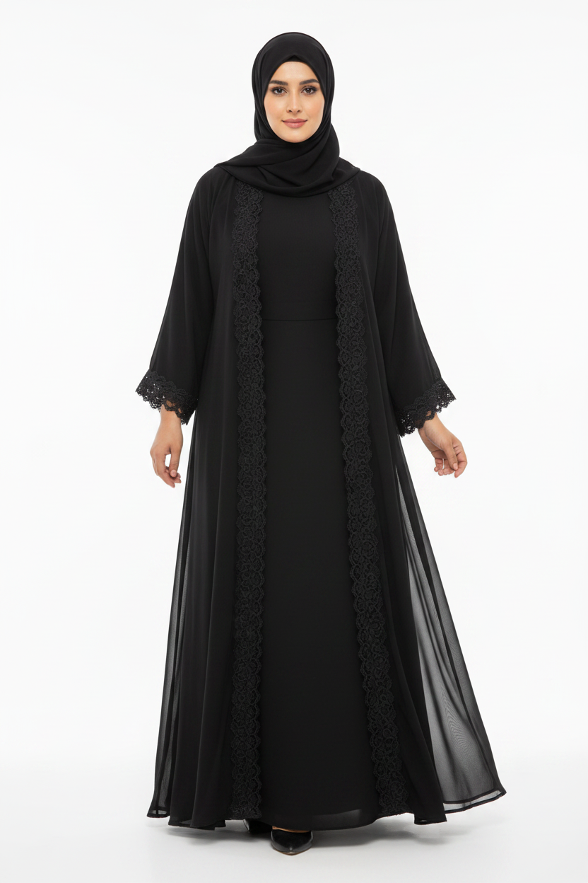 Black Lace Abaya