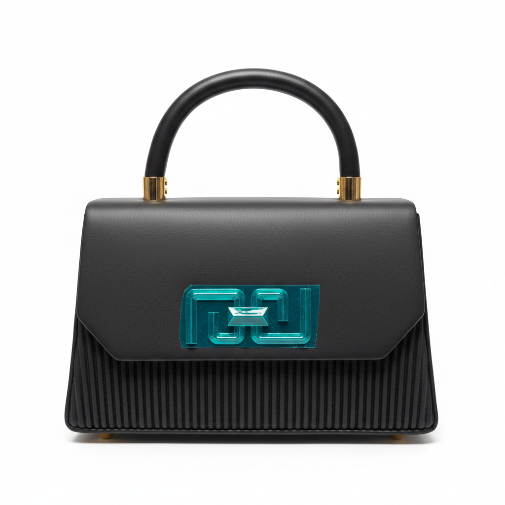 Black Ribbed Bag - Clean Background