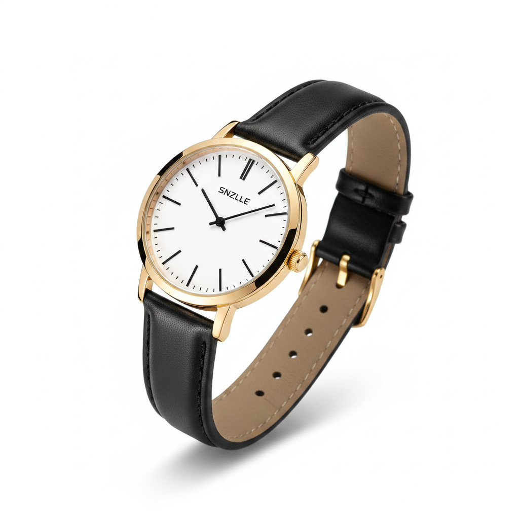 Black strap white dial watch