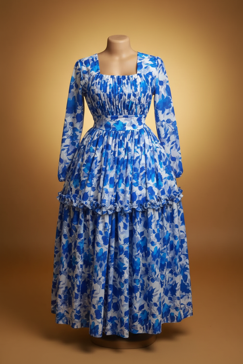 Blue Floral Dress - Elegant Background