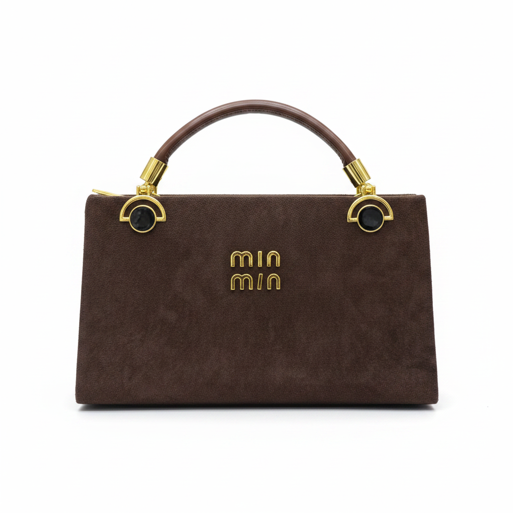 Brown Suede Clutch - Clean Background