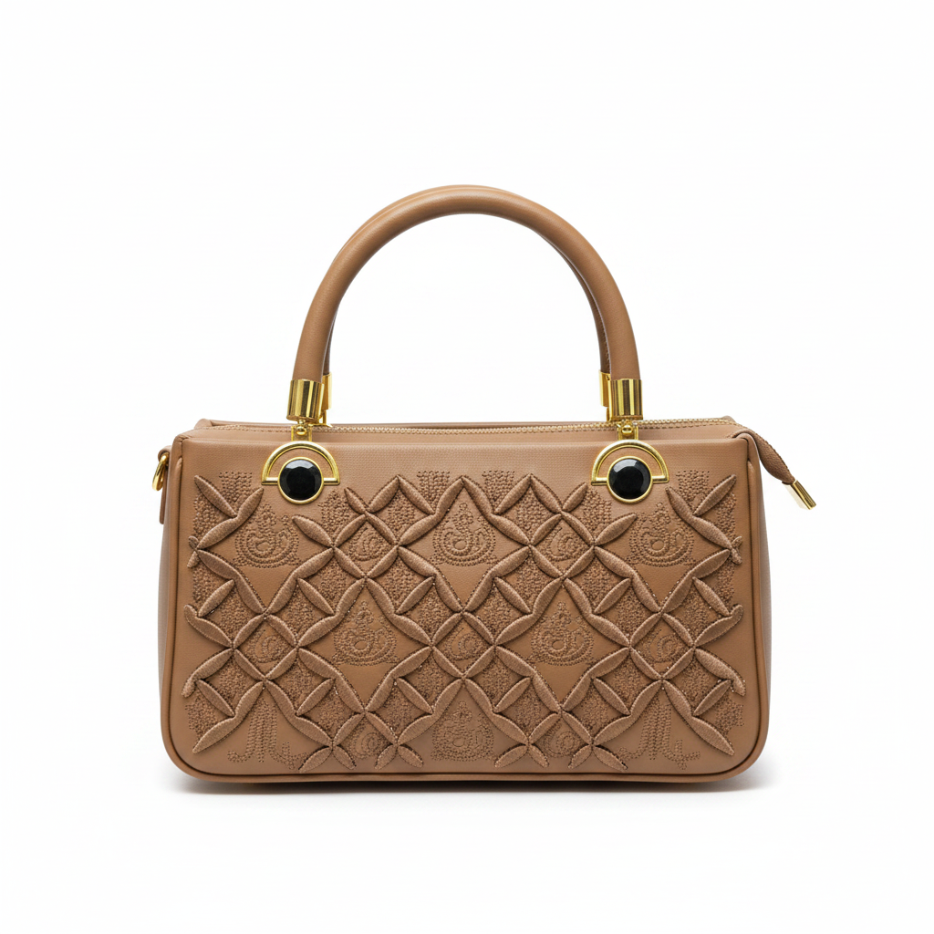 Camel Quilted Bag - Clean Background