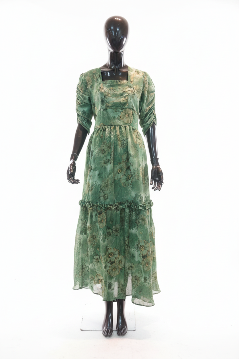Green Gold Dress - Bright