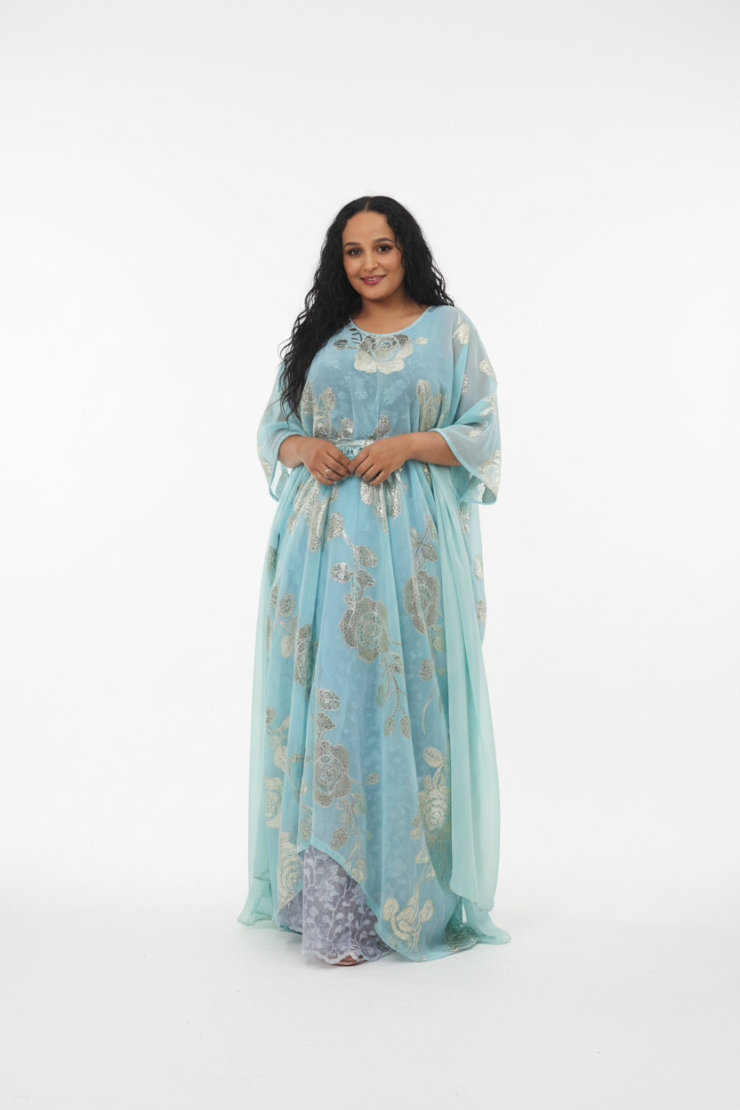 Light Blue Aqua Kaftan