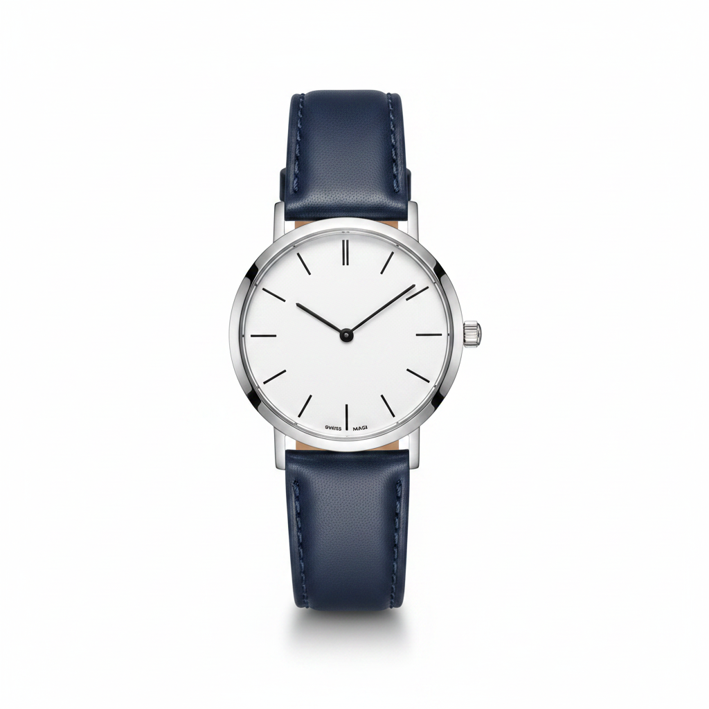 Navy blue strap white dial watch