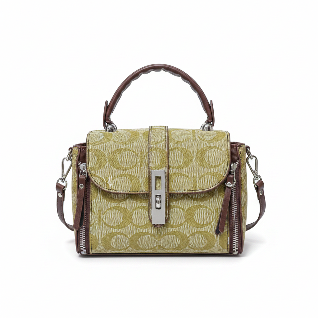 Olive Monogram Satchel - Clean Background