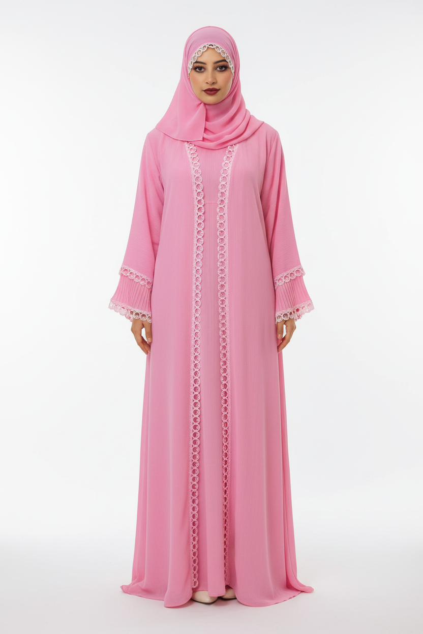 Pink Lace Abaya