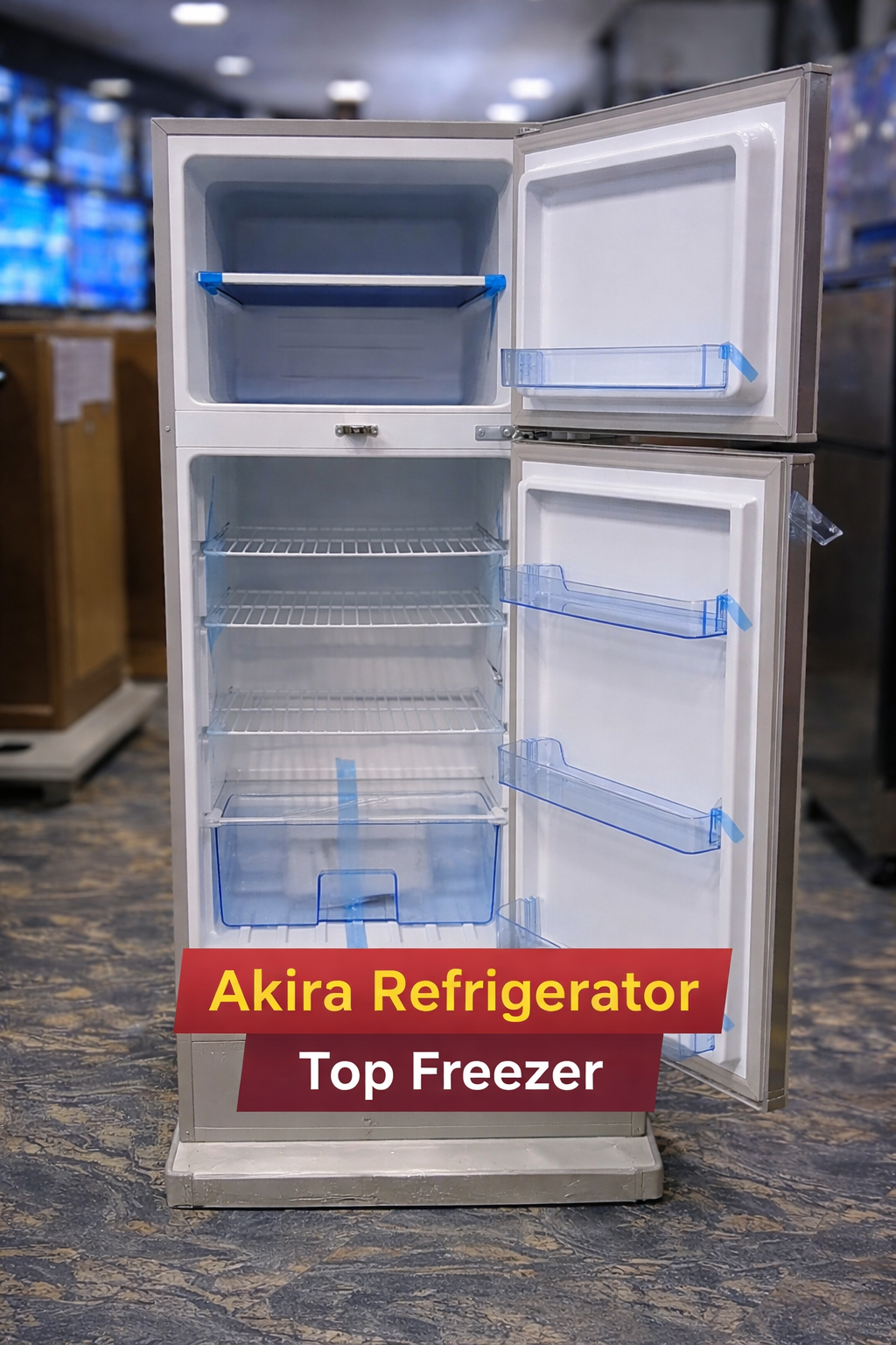 AKIRA Top Mount ማቀዝቀዣ | 400L | 2 በር | 4 መደርደሪያ |