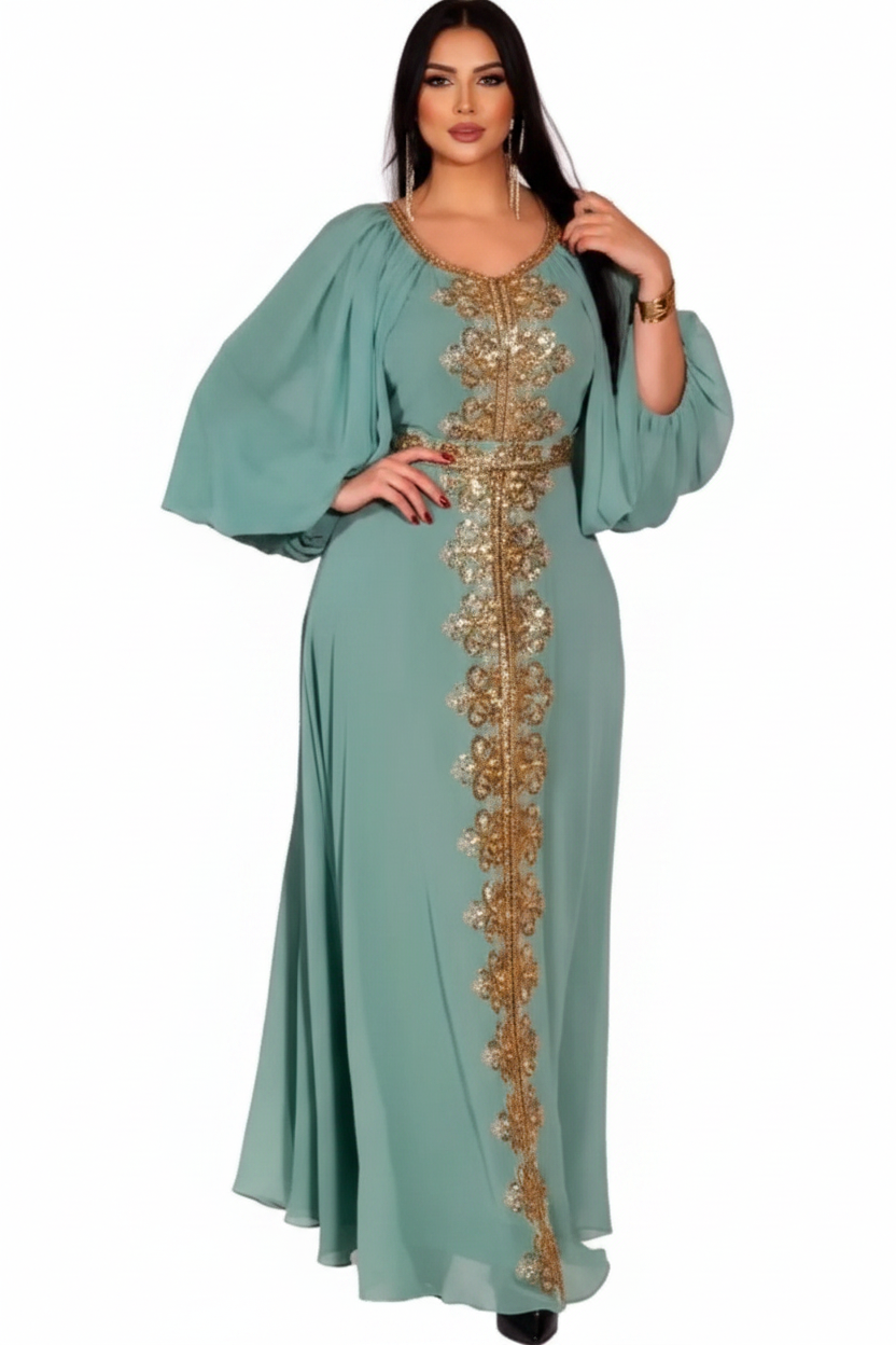 Teal Gold Kaftan
