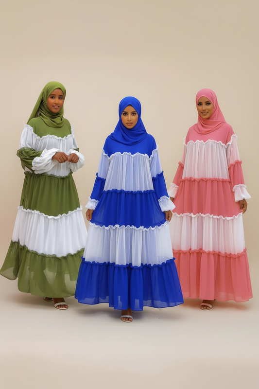 Tiered Ruffle Abaya - New Model Faces