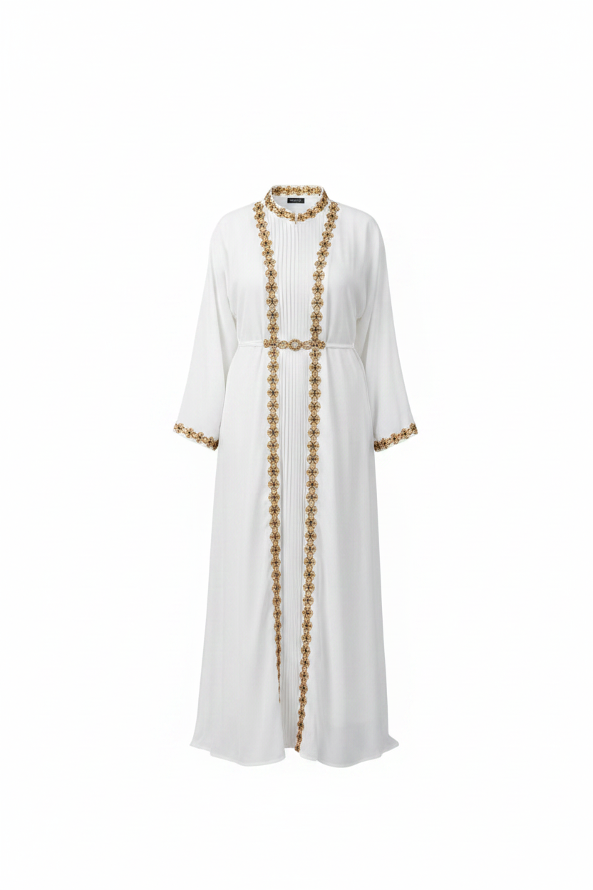 White Embroidered Abaya