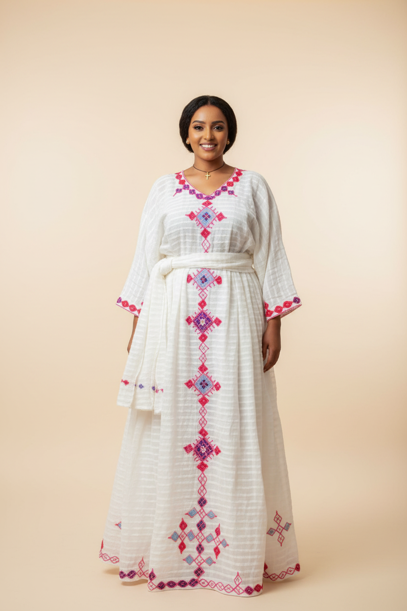 White Habesha Dress - Exact Color Match